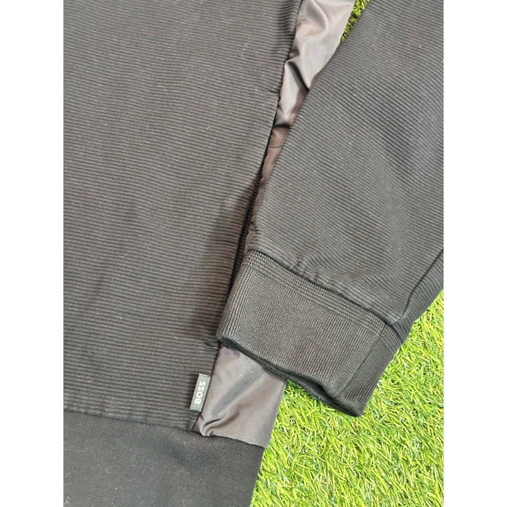 Hugo Boss Shepherd Jacket Men's Large Black Zip Up Woven Side Panels Designer - Picture 3 of 16